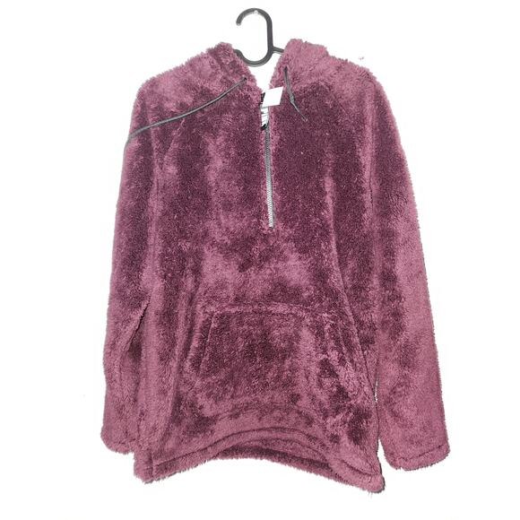 Victoria's Secret Sweaters - Victoria's secret pink sherpa fleece half zipper pullover hoodie M NwT